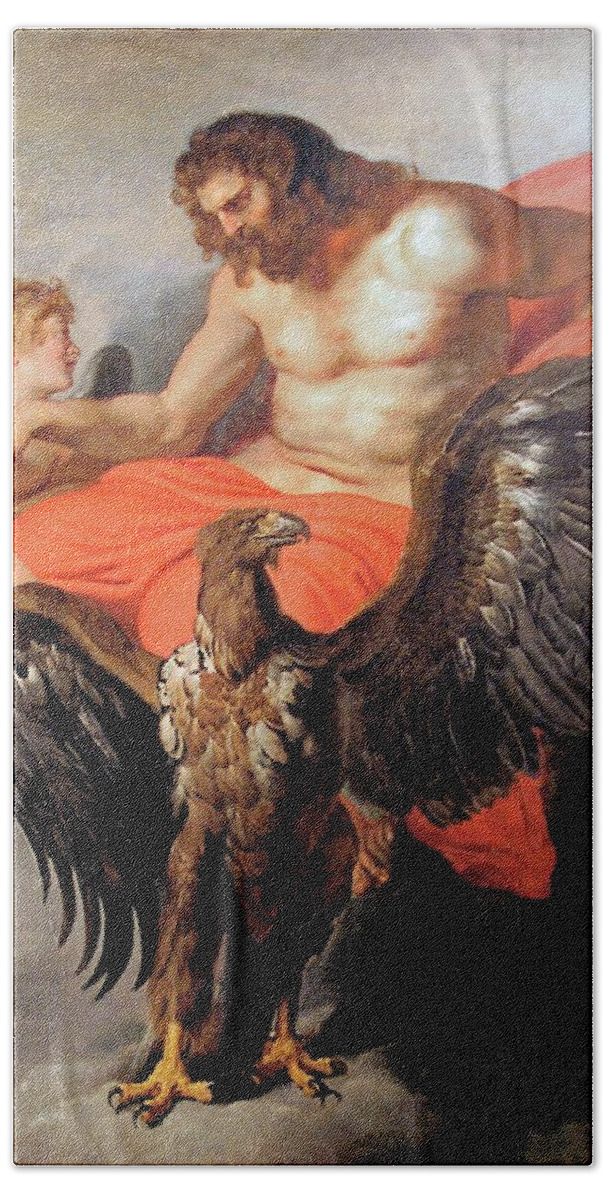 Eros Bath Towel featuring the painting Eros et Zeus by Peter Paul Rubens