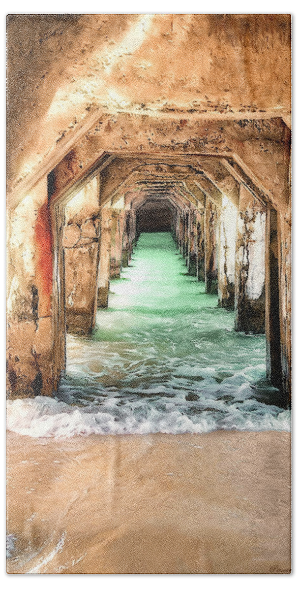 Pier Hand Towel featuring the digital art Escape to Atlantis by Pennie McCracken