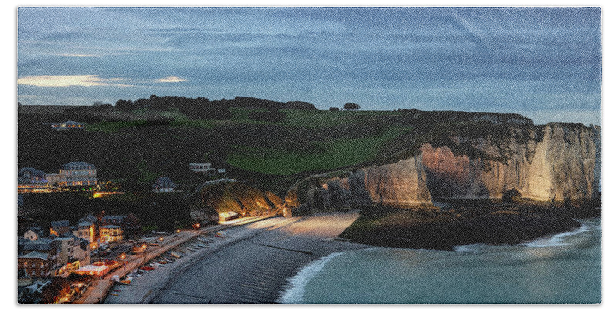 Etretat Hand Towel featuring the photograph Etretat in the Evening by Nailia Schwarz