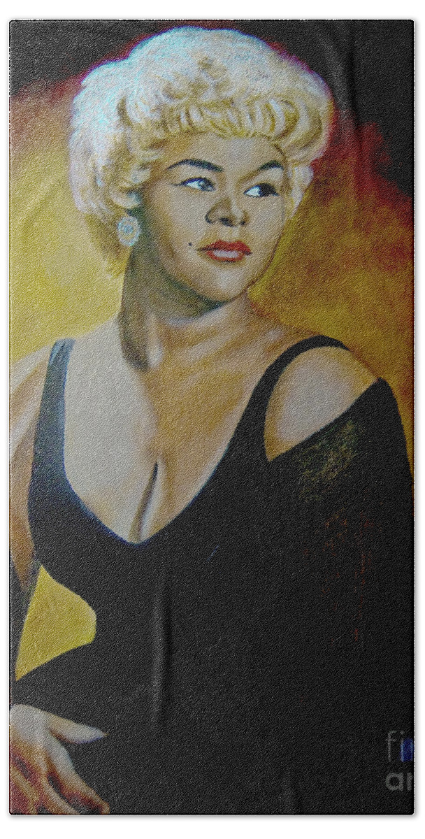 Legendary Bath Towel featuring the painting Etta James by Michelle Brantley