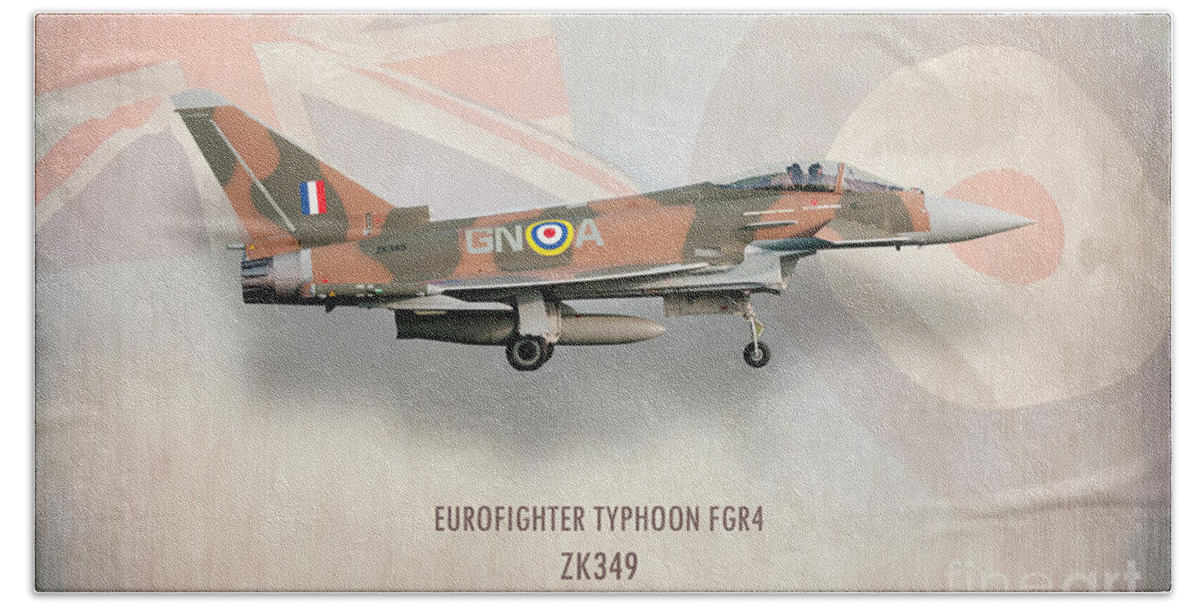 Typhoon Bath Towel featuring the digital art Eurofighter Typhoon FGR4 ZK349 by Airpower Art
