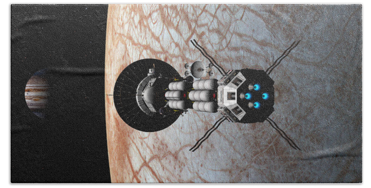 Spaceship Bath Towel featuring the digital art Europa insertion by David Robinson