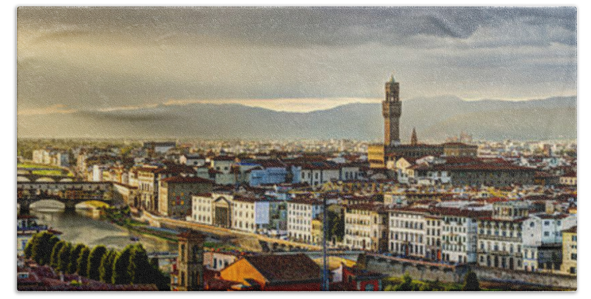 Florence Bath Towel featuring the photograph Evening in Florence by Weston Westmoreland