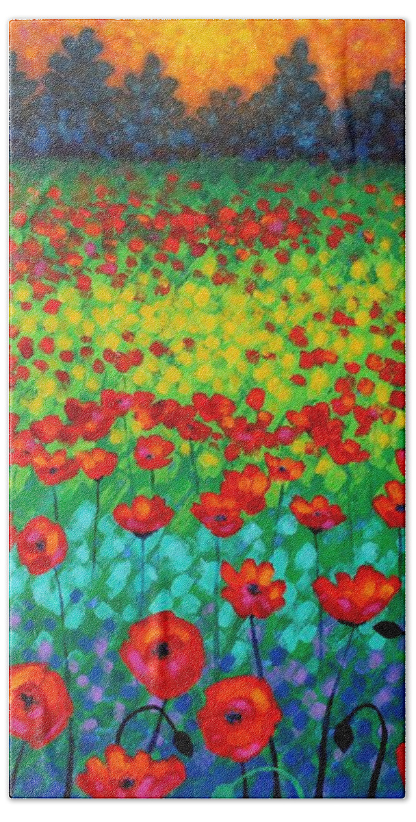 Acrylic Bath Towel featuring the painting Evening Poppies by John Nolan