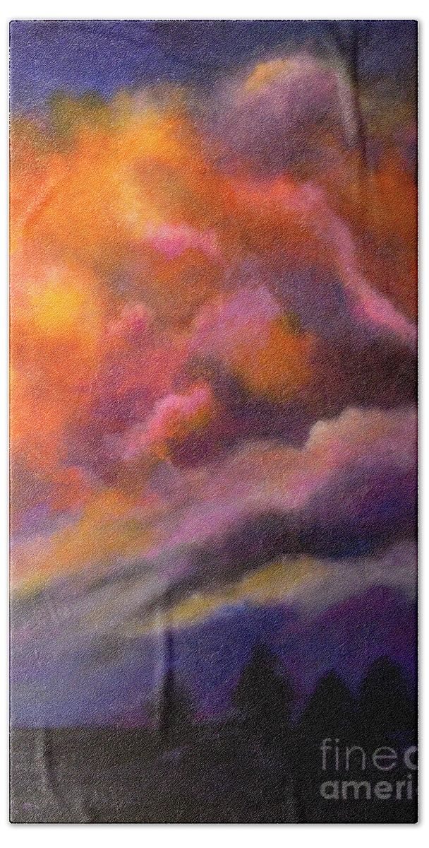 Clouds Bath Towel featuring the painting Evening Symphony by Alison Caltrider