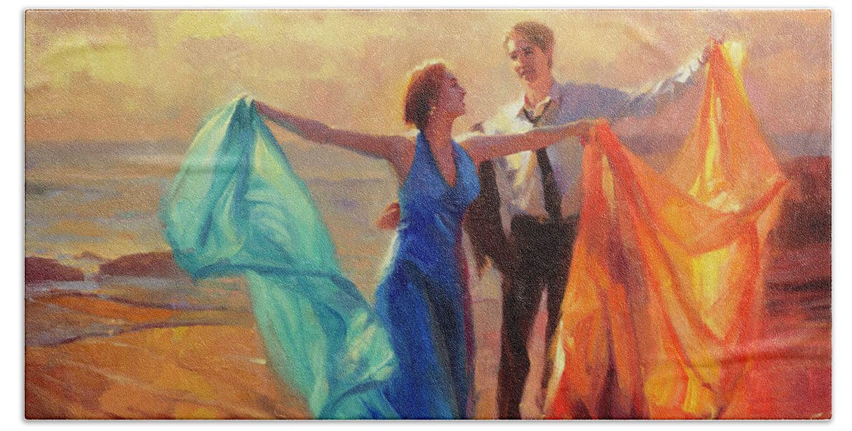 Romance Hand Towel featuring the painting Evening Waltz by Steve Henderson