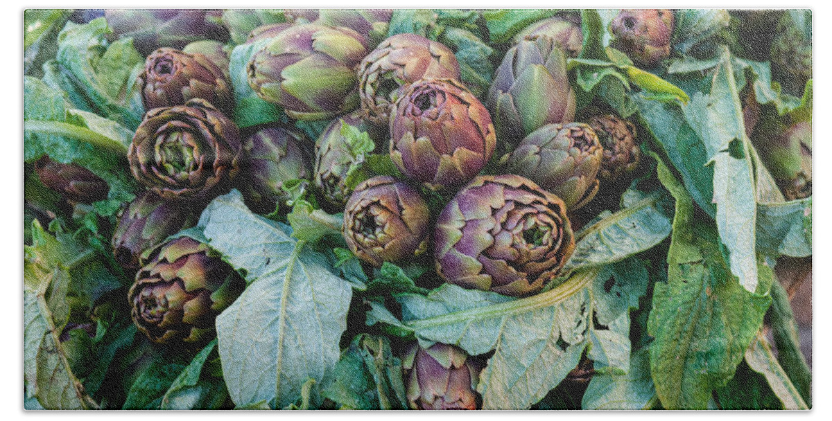 Photographs Bath Towel featuring the photograph Eventually artichokes by Philippe Taka