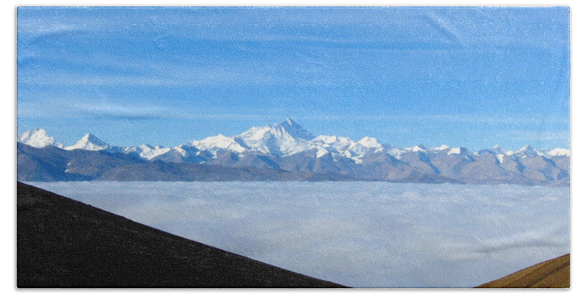 Mt Everest Hand Towel featuring the photograph Everest Above The Clouds by Lorelle Phoenix
