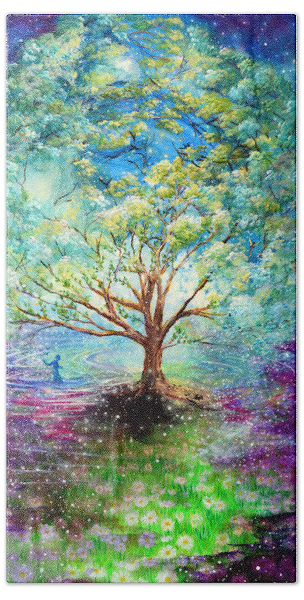 Magical Tree Hand Towel featuring the painting Everything Is An Opportunity to Practice New Beginnings by Ashleigh Dyan Bayer