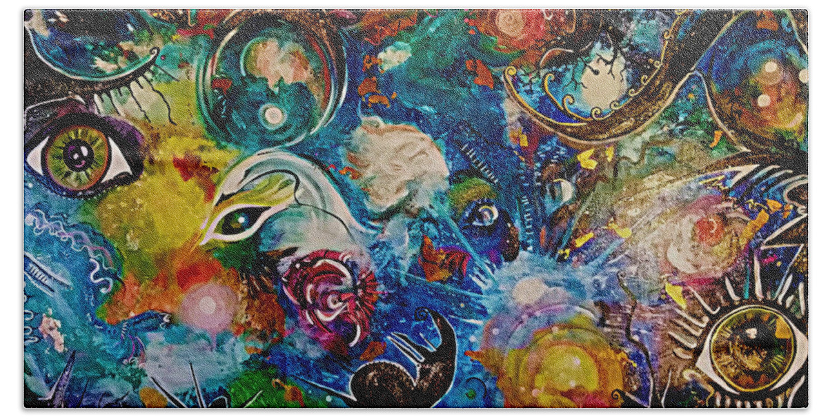 Psychadelic Bath Towel featuring the painting Everything Is Everything by Tracy McDurmon