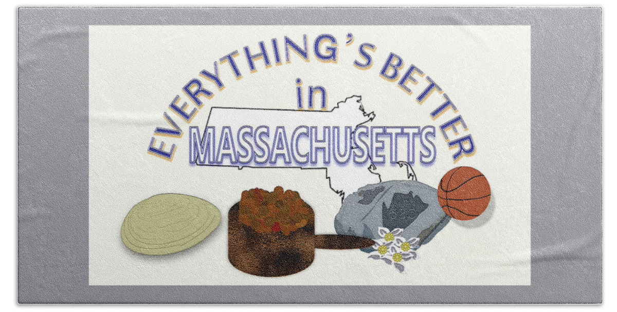 Massachusetts Bath Towel featuring the digital art Everything's Better in Massachusetts by Pharris Art