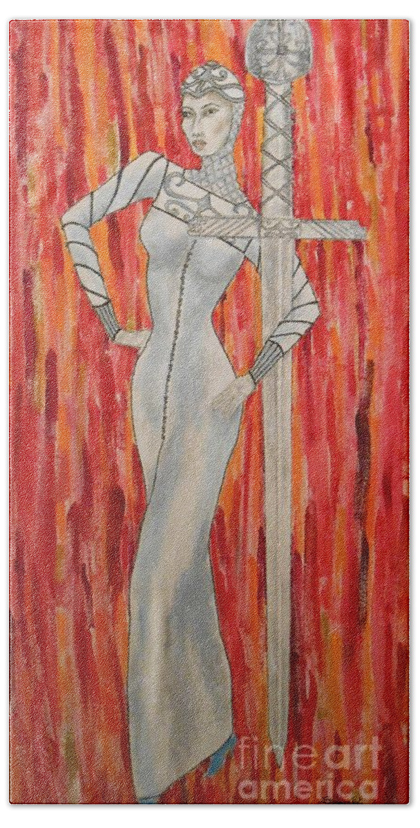 Fashion Design Hand Towel featuring the painting Excalibur by Jayne Somogy
