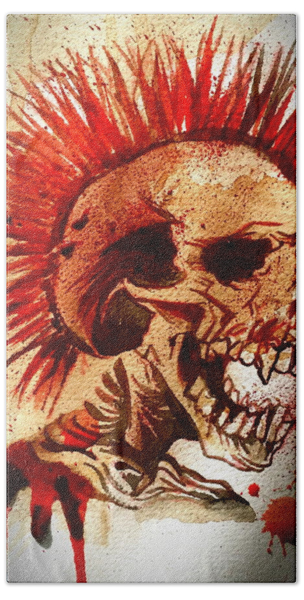  Hand Towel featuring the painting Exploited Skull by Ryan Almighty