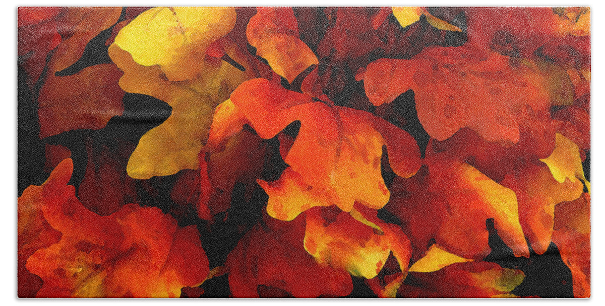 Abstract Bath Towel featuring the painting Expressive Autumn Leaves 8-15-15 by Mas Art Studio