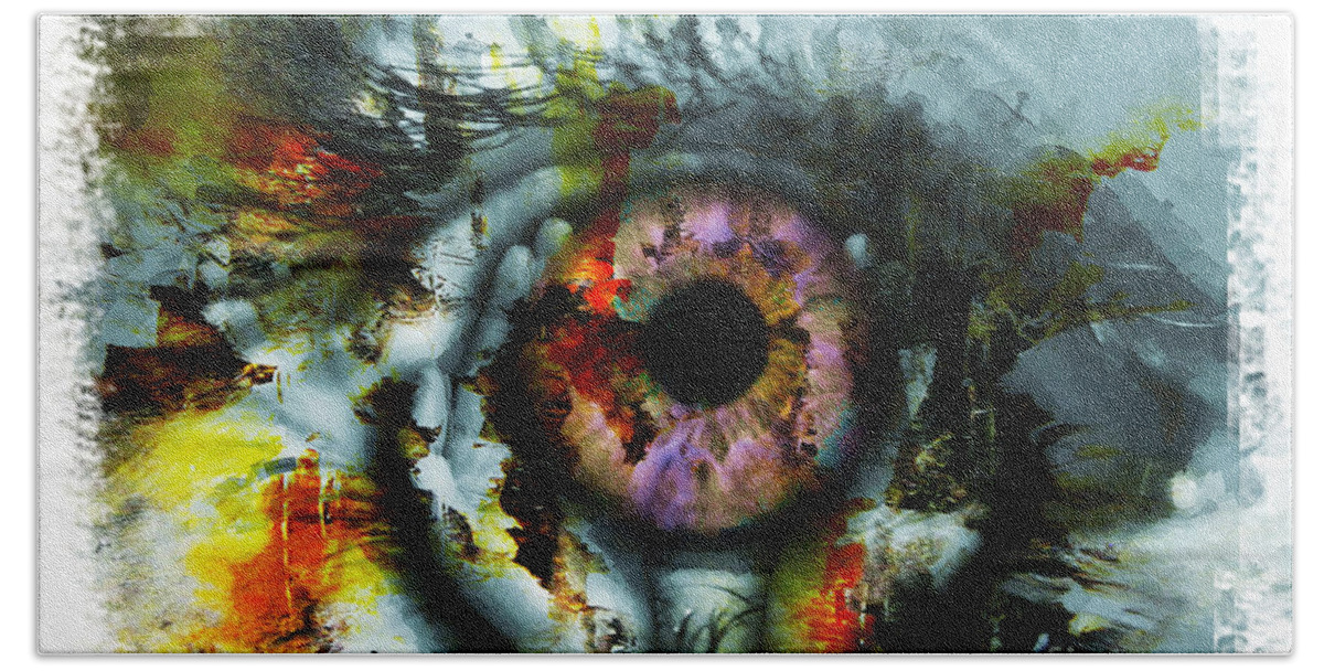 Art Print Bath Towel featuring the painting Eye in Hands 001 by Gull G