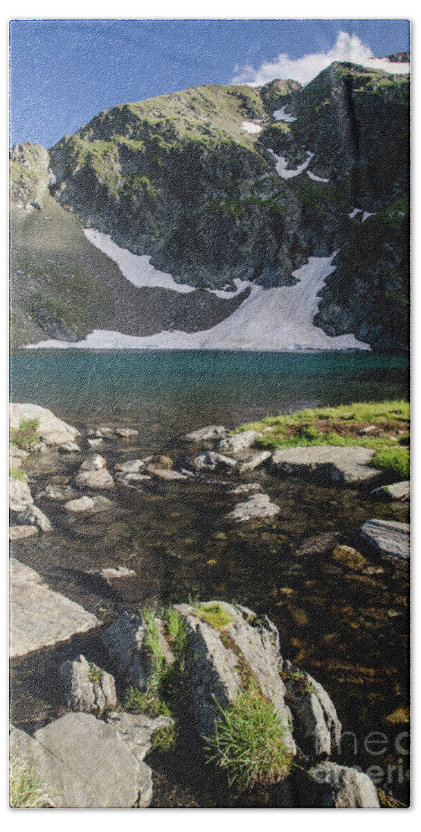 Mountain View Hand Towel featuring the photograph Eye Lake-Rila Lakes by Steve Somerville