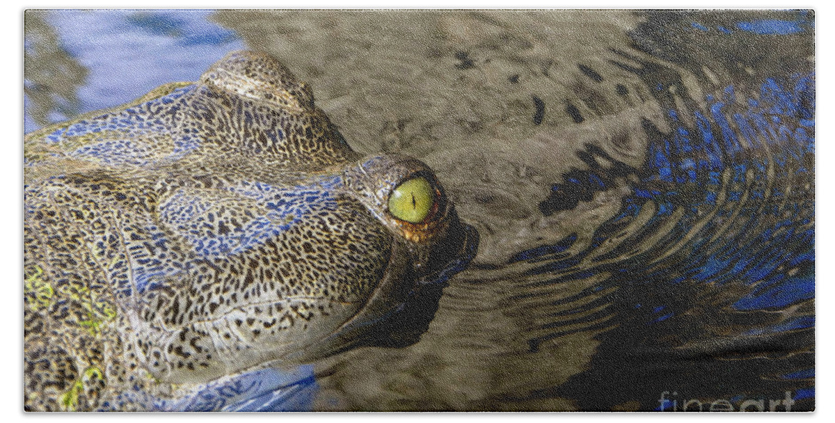 Crocodile Hand Towel featuring the photograph Eye of the Crocodile by David Lee Thompson