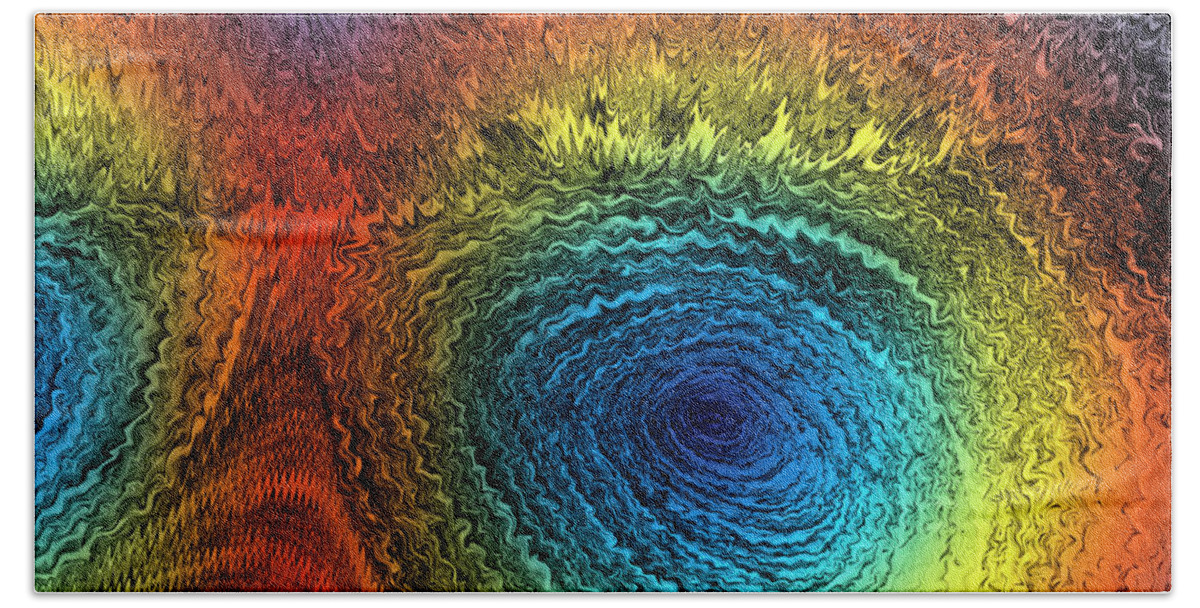 Fiery Glow Bath Towel featuring the digital art Eye of the Storm by Becky Titus