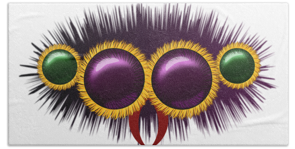 Spider Bath Towel featuring the digital art Eyes of the huge hairy spider by Michal Boubin
