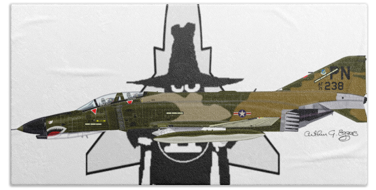 Mcdonnell Douglas Bath Towel featuring the digital art F-4E Phantom II Spook by Arthur Eggers