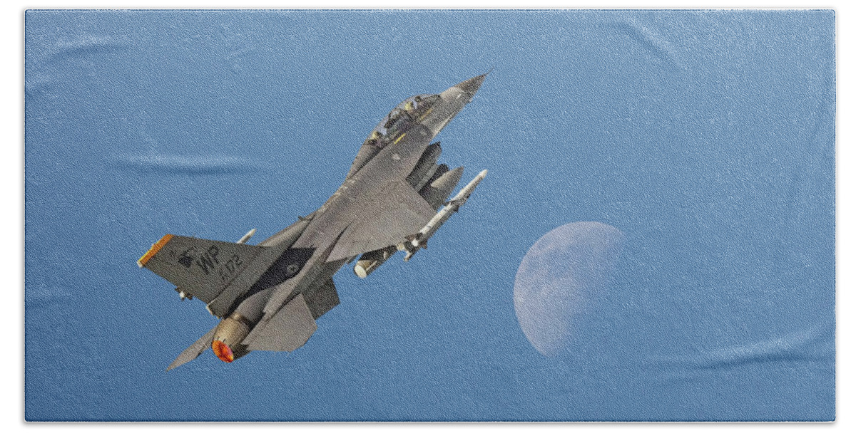 Aircraft Hand Towel featuring the photograph F16 - Aiming High by Pat Speirs