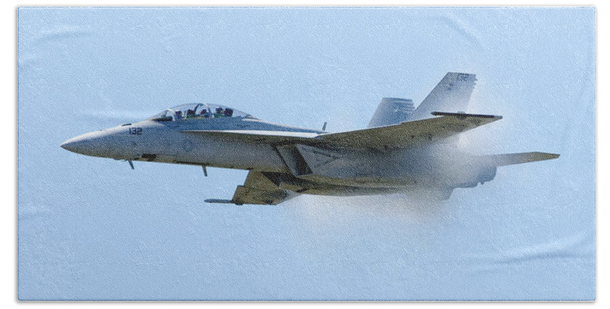 F18 Bath Towel featuring the photograph F18 - Barrier by Greg Fortier