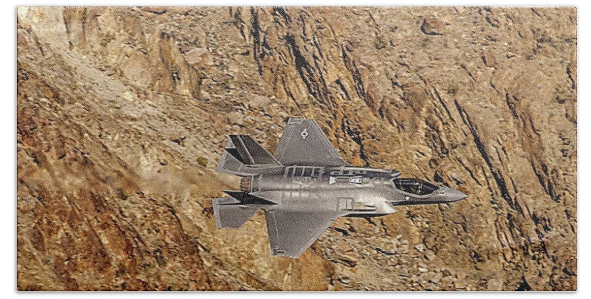 F35 Hand Towel featuring the photograph F35 Lightning From Above At The Jedi Transition II by Bill Gallagher