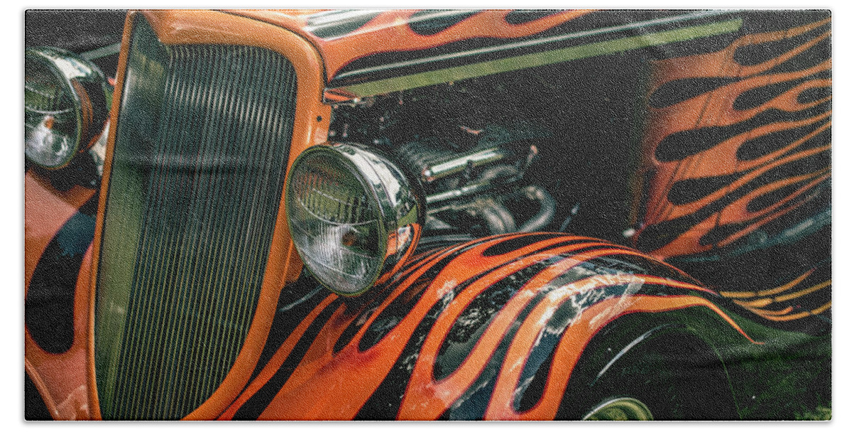 Car Hand Towel featuring the photograph Fabulous Flames by Pamela Taylor