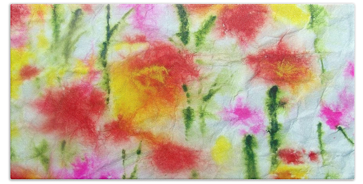 Flowers Bath Towel featuring the painting Fading Flowers by Jackie Mueller-Jones