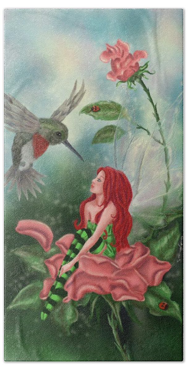 Fairy Bath Towel featuring the painting Fairy Dust by Becky Herrera