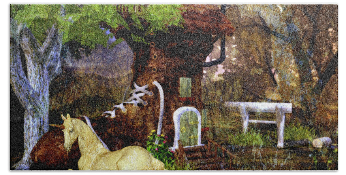 Old Hand Towel featuring the digital art Fairy Retreat by Digital Art Cafe