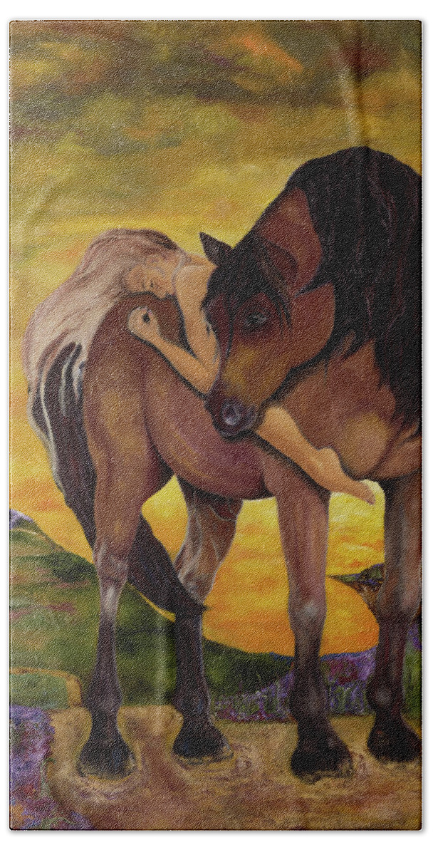 Horses Bath Towel featuring the painting Faith by Anitra Handley-Boyt