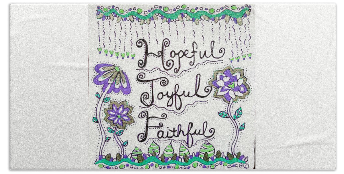Zentangle Hand Towel featuring the drawing Faithful by Carole Brecht