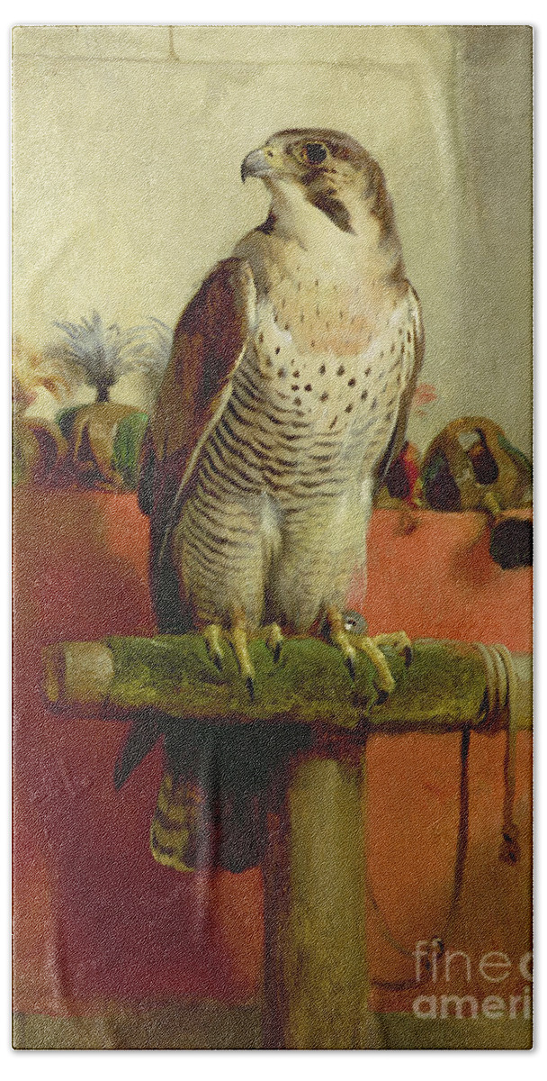 Falcon Hand Towel featuring the painting Falcon by Edwin Landseer