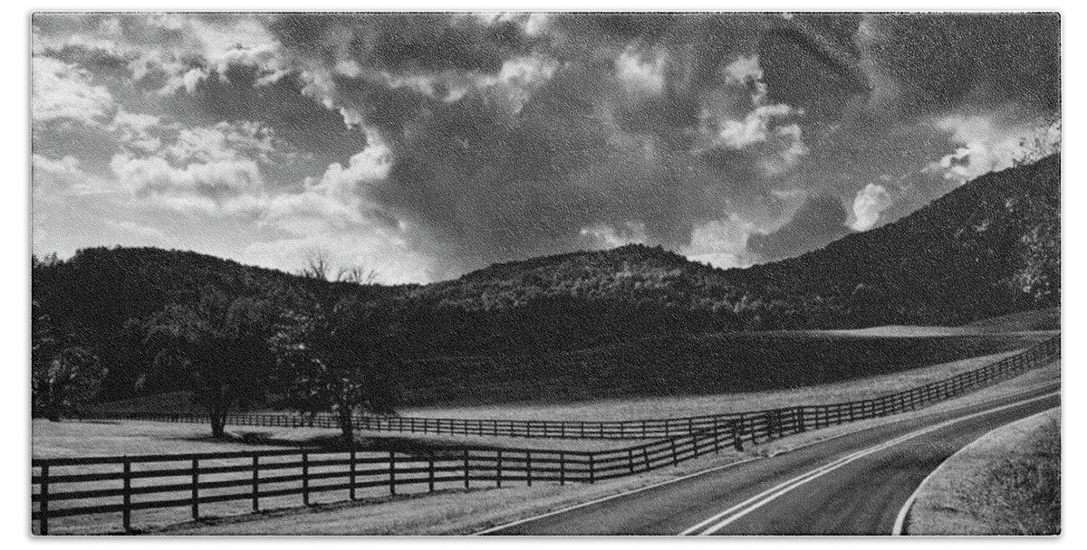 Cherokee County Bath Towel featuring the photograph Fall Along Joe Brown Highway In Black and White by Greg and Chrystal Mimbs