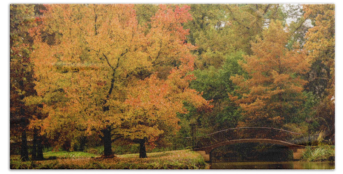 Jay Stockhaus Bath Towel featuring the photograph Fall at the Arboretum by Jay Stockhaus