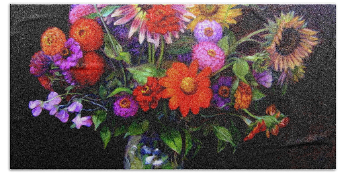 Floral Bouquet Bath Towel featuring the painting Fall Bouquet by Marie Witte