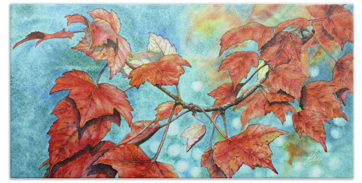 Fall Hand Towel featuring the painting Fall Essence by Julie Senf