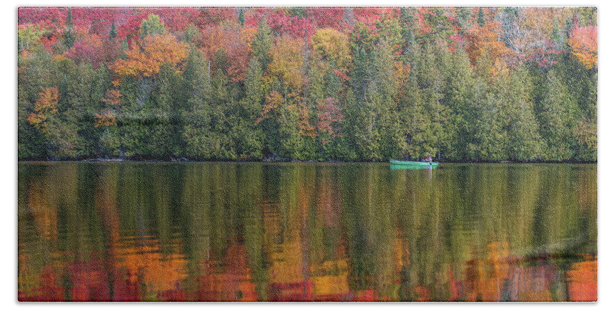 Vermont Hand Towel featuring the photograph Fall in a Canoe by Tim Kirchoff