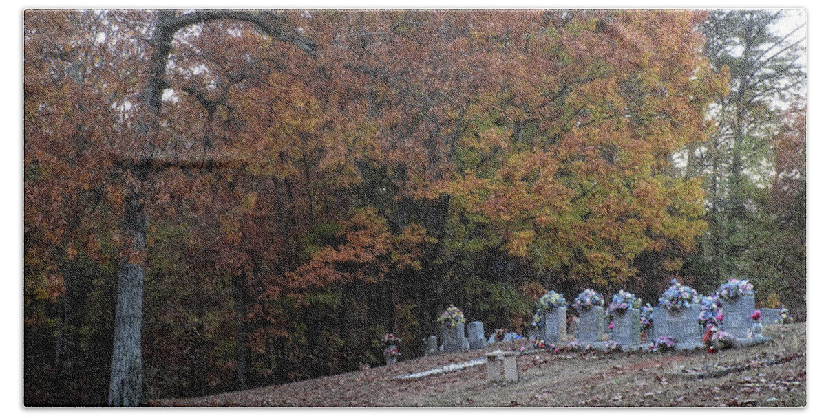 Cemetery Bath Towel featuring the photograph Fall in the Cemetery by George Taylor