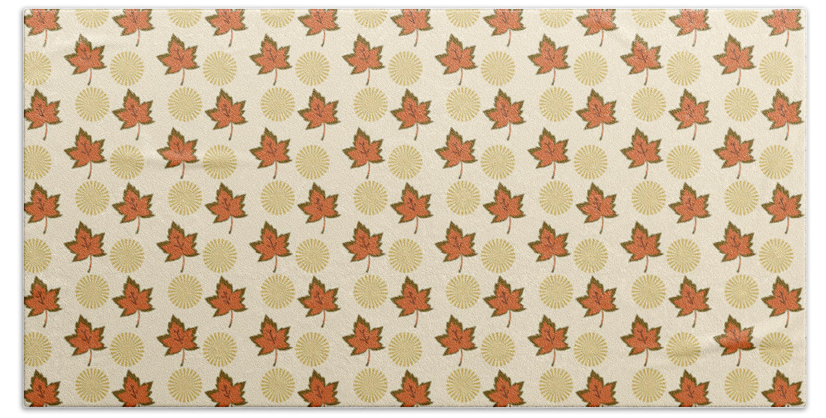 Leaves Hand Towel featuring the digital art Fall leaves light pattern by Silvia Ganora