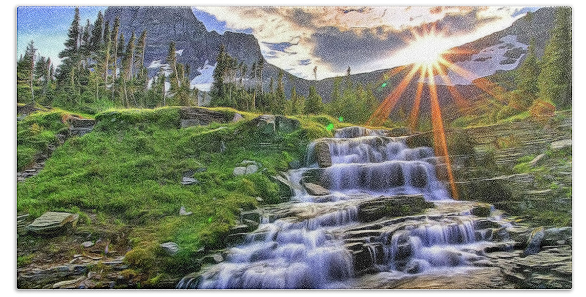 Nature Bath Towel featuring the painting Fall Light by Harry Warrick