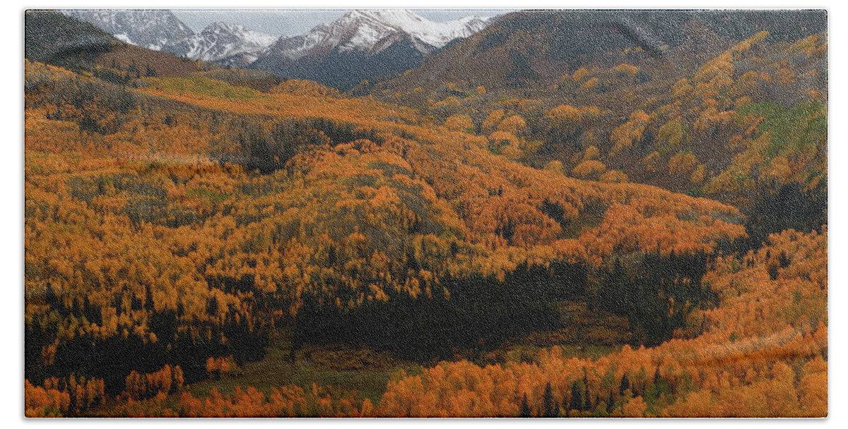 Capitol Hand Towel featuring the photograph Fall on full display at Capitol Creek in Colorado by Jetson Nguyen
