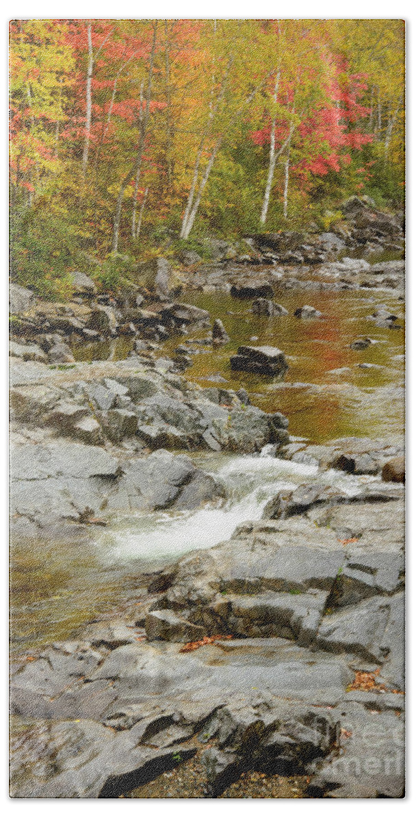 Maine Bath Towel featuring the photograph Fall on the Carrabassett River by Alana Ranney