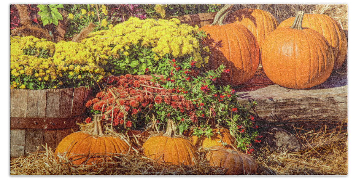 Pumpkins Bath Towel featuring the photograph Fall Pumpkins by Carolyn Marshall