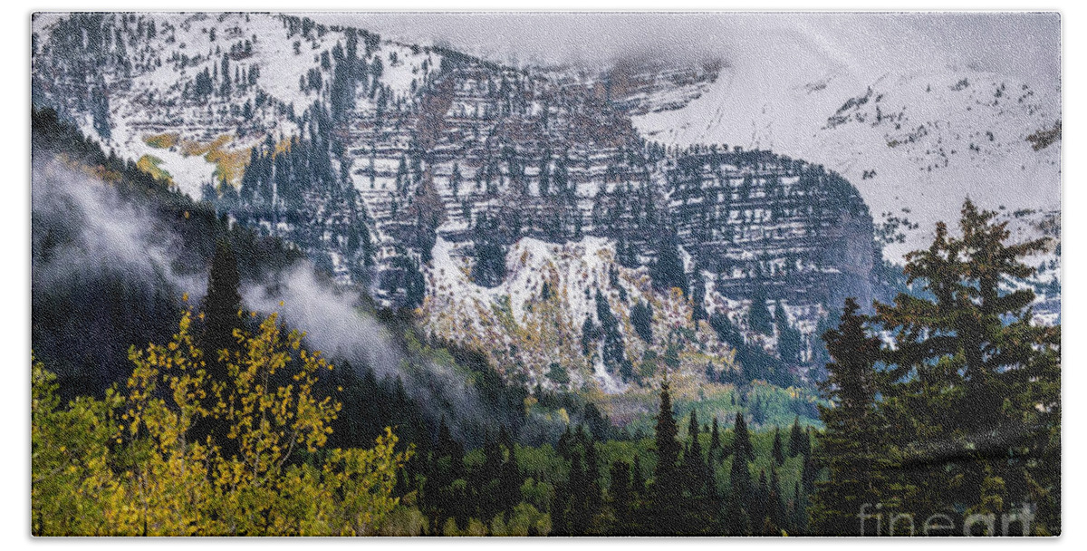 Utah Bath Towel featuring the photograph Fall Storm in Wasatch Mountains - Utah by Gary Whitton