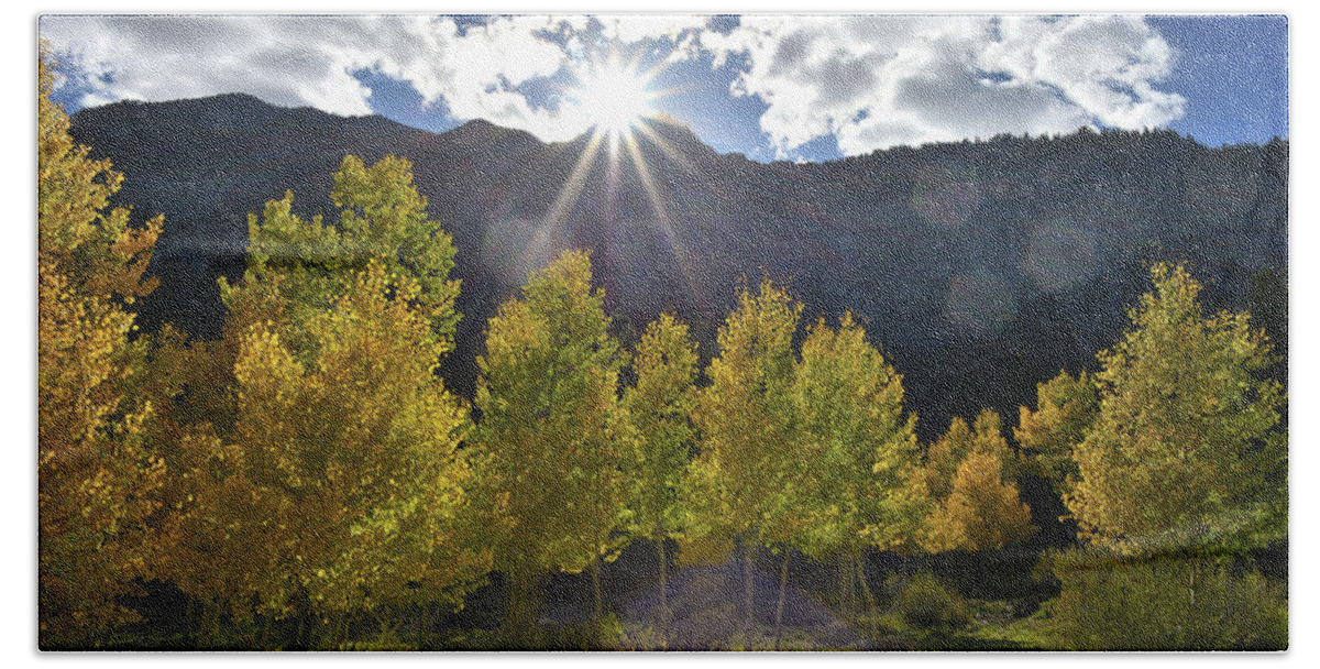 Humboldt-toiyabe National Forest Bath Towel featuring the photograph Fall Sun Setting Over Mt. Charleston by Ray Mathis