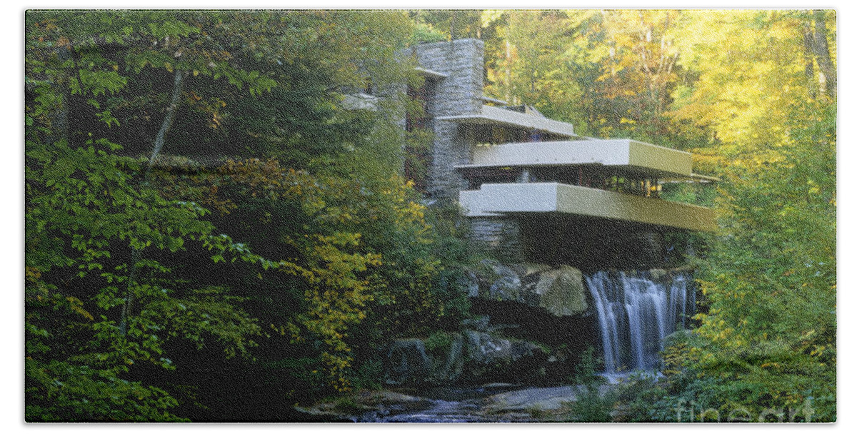 Fallingwater Hand Towel featuring the photograph Fallingwater by Bill Bachmann