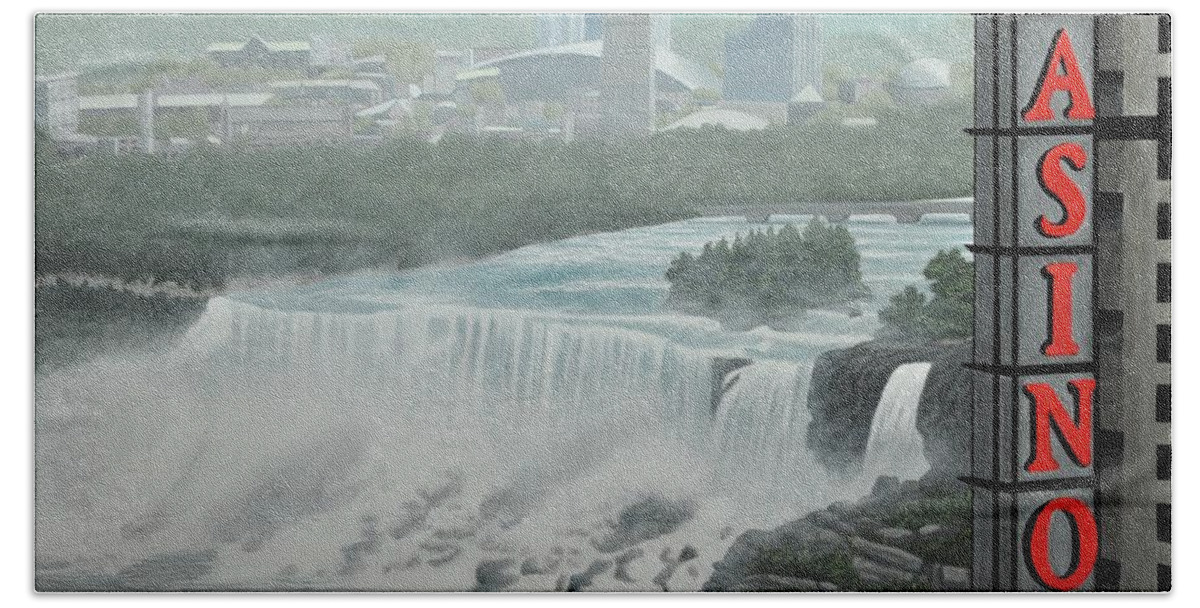 Niagara Falls Bath Towel featuring the painting Falls View by Kenneth M Kirsch