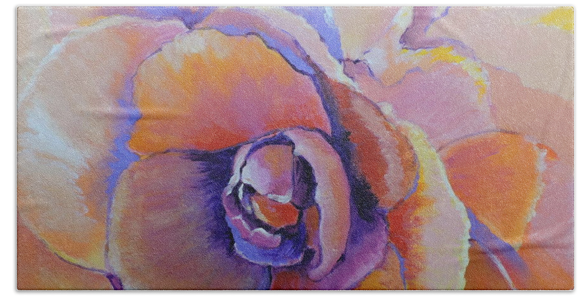 Flower Bath Towel featuring the painting Fantasy Begonia by Jodie Marie Anne Richardson Traugott     aka jm-ART